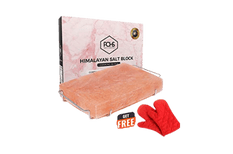 POHS Himalayan Salt Block Free Stainless Steel Salt Plate Holder Glove